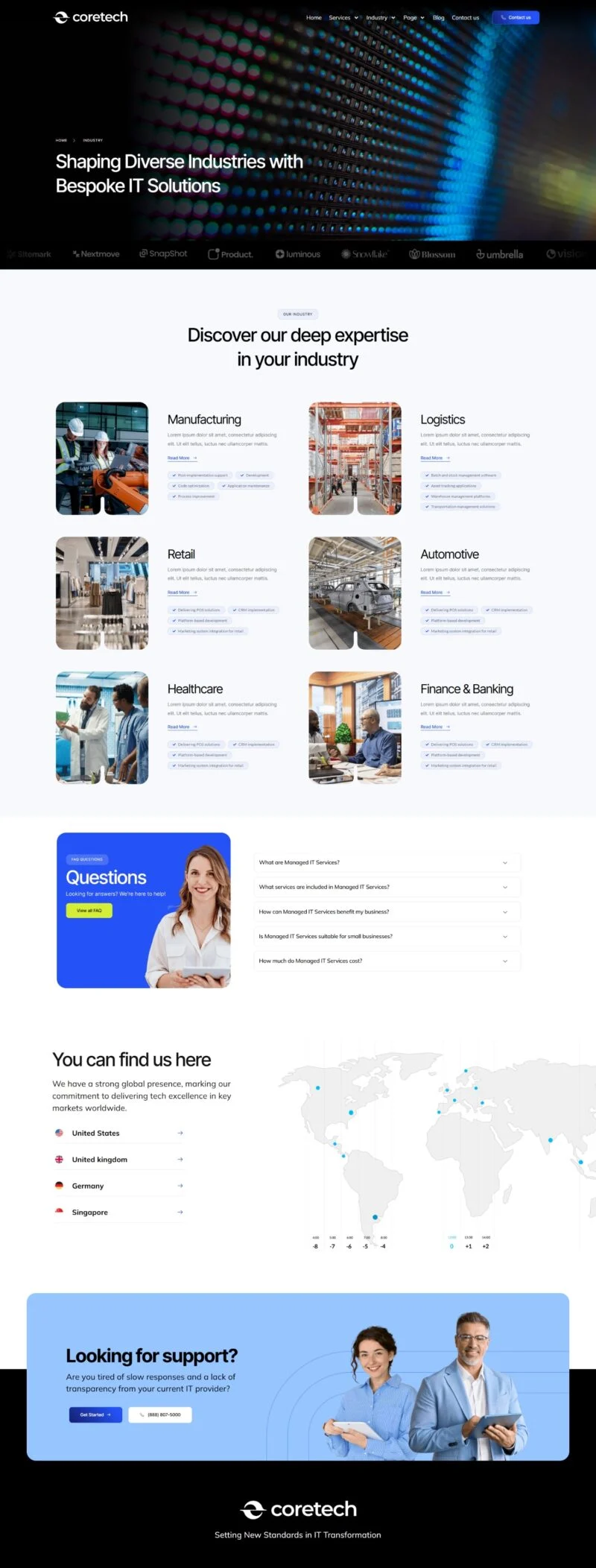 IT互联网 Elementor 模板行业领域预览