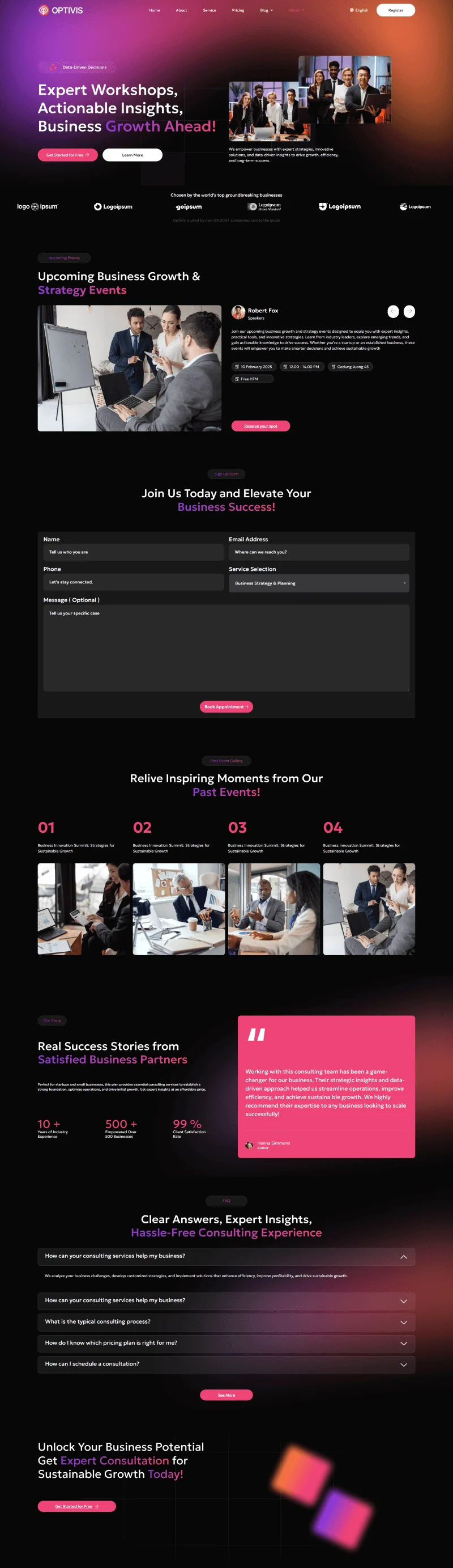 商业咨询顾问Elementor网站模板_一键导入快速建站插图7-WP资源海 服务/咨询 Elementor 模板研讨会与网络研讨预览