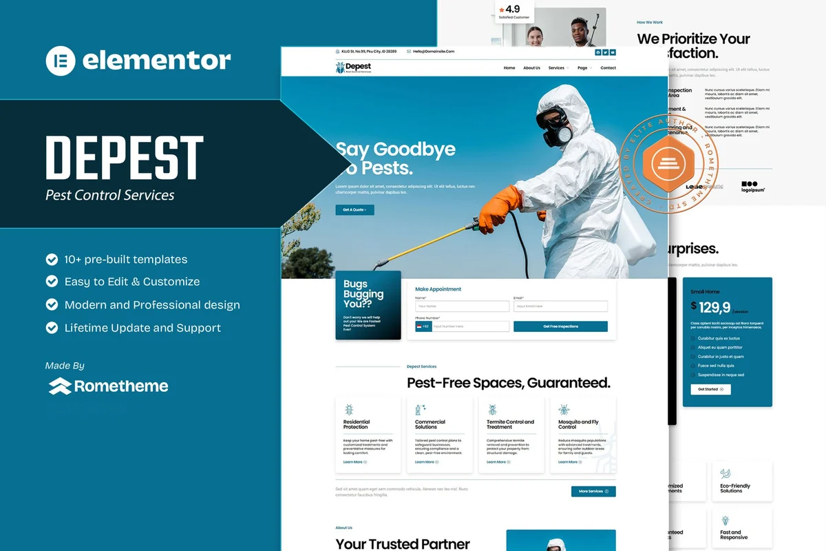 除虫灭鼠Elementor网站模板_一键导入快速建站插图-WP资源海 家政 Elementor 网站模板封面
