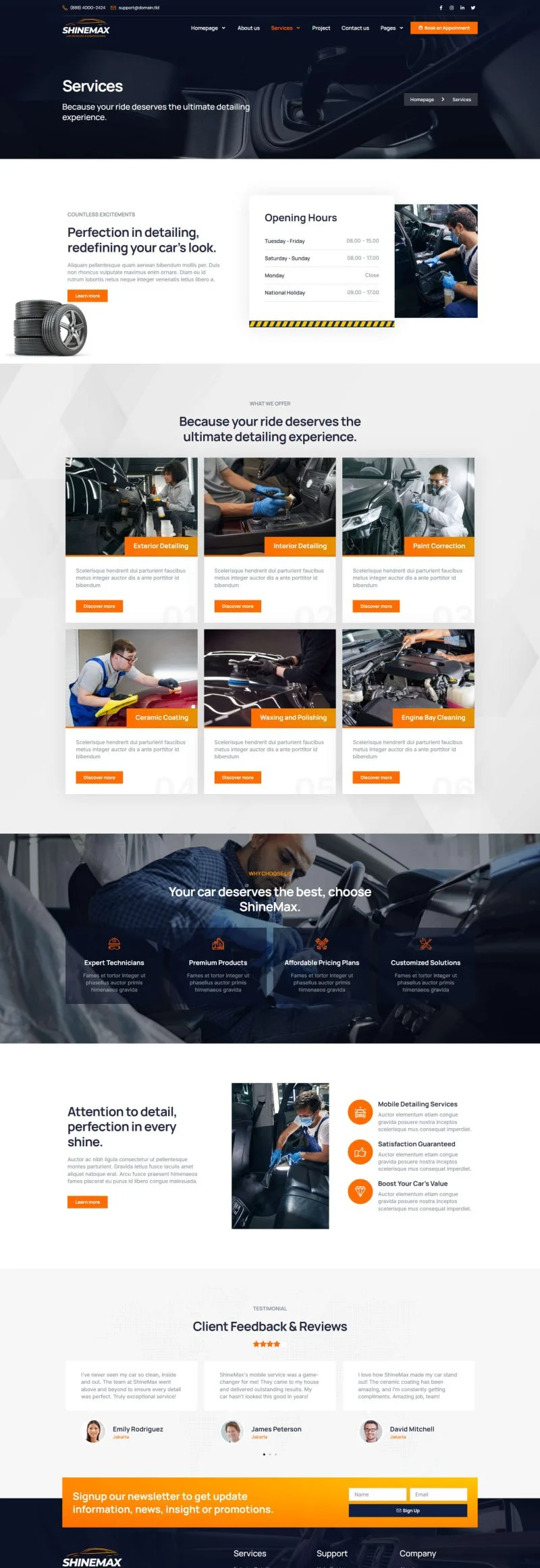 交通工具 Elementor 模板服务页面预览