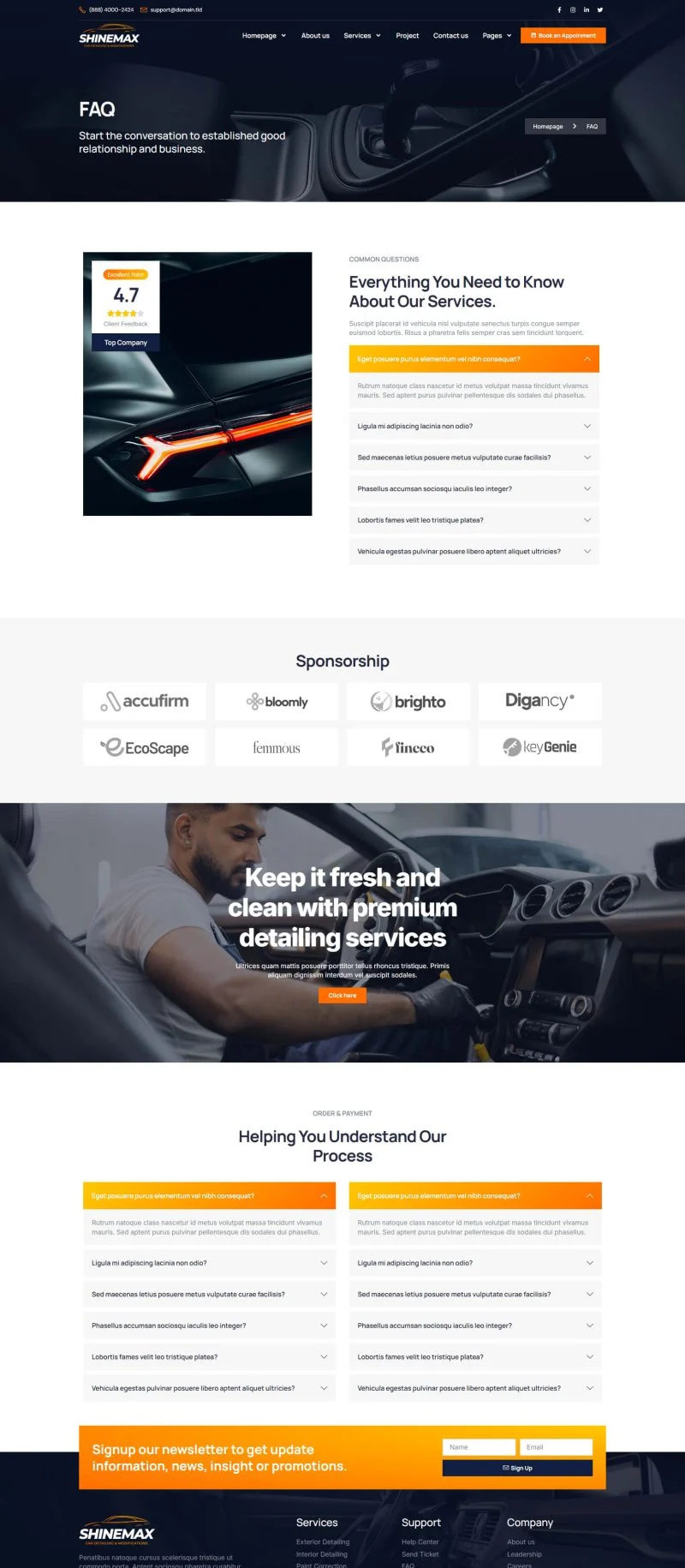 交通工具 Elementor 模板常见问题预览