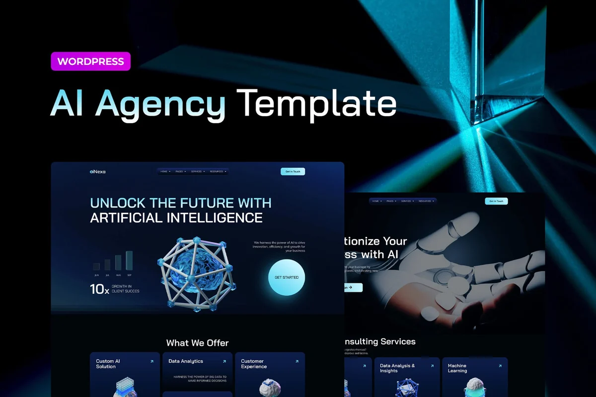 AI技术服务Elementor网站模板_一键导入快速建站插图-WP资源海 AI Elementor 网站模板封面