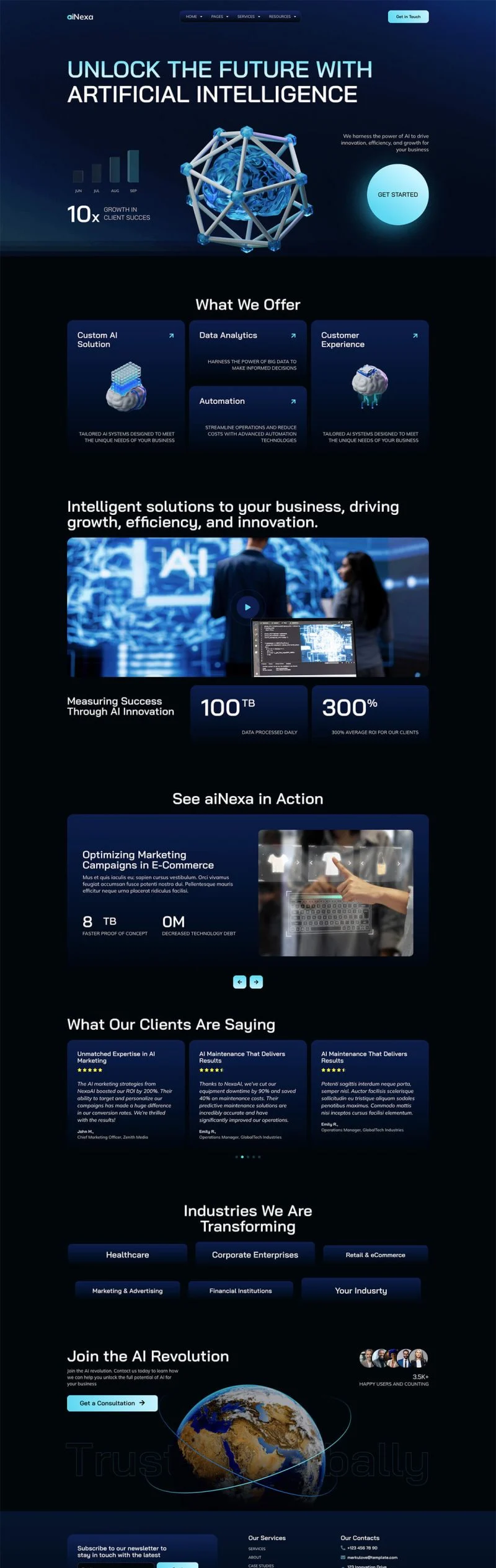 AI技术服务Elementor网站模板_一键导入快速建站插图1-WP资源海 AI Elementor 模板首页预览