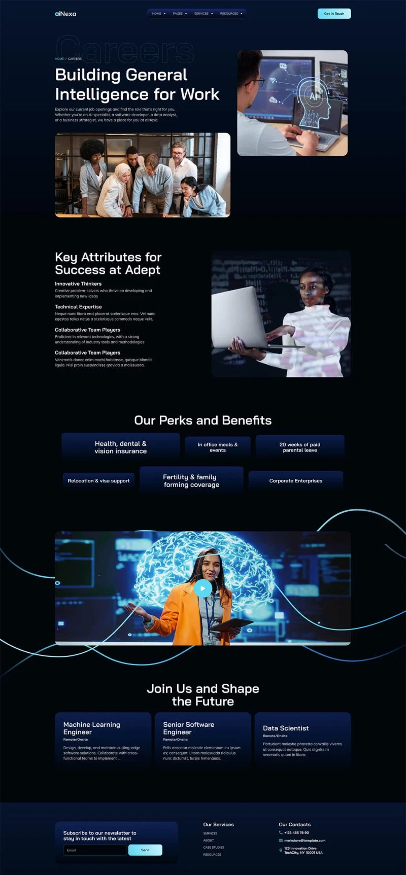 AI技术服务Elementor网站模板_一键导入快速建站插图7-WP资源海 AI Elementor 模板招聘页面预览