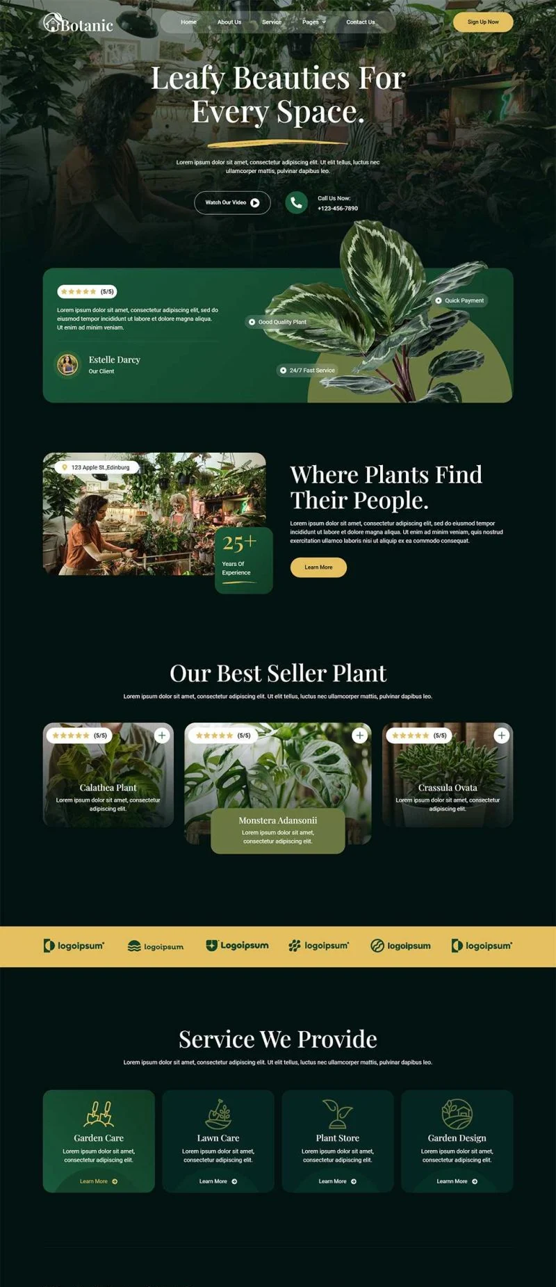 植物商店Elementor网站模板_一键导入快速建站插图1-WP资源海 💐花卉/绿植 Elementor 模板首页预览