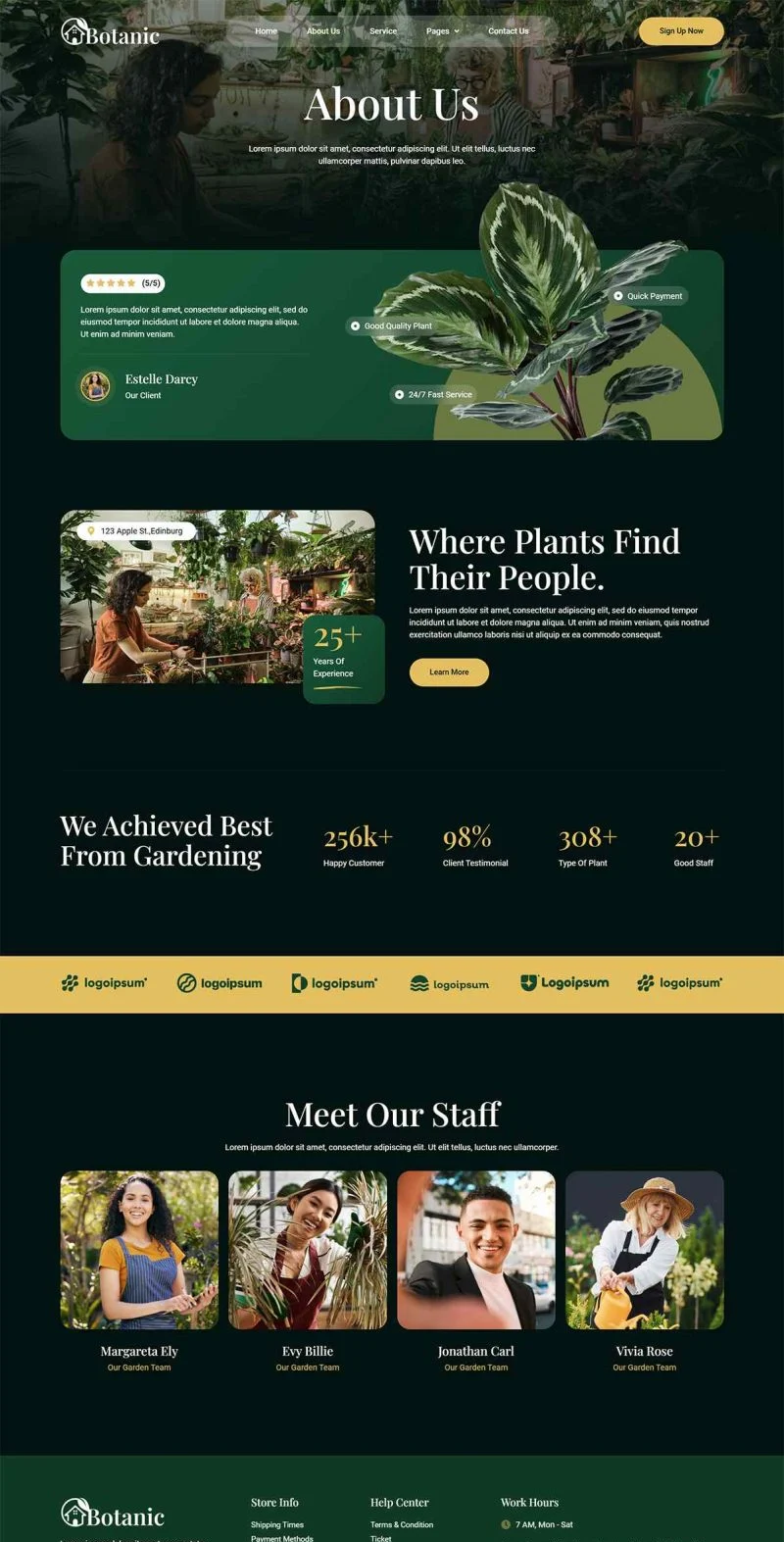 植物商店Elementor网站模板_一键导入快速建站插图2-WP资源海 💐花卉/绿植 Elementor 模板关于我们预览