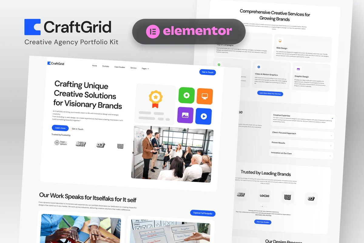 广告创意工作室Elementor网站模板_一键导入快速建站插图-WP资源海 艺术/设计 Elementor 网站模板封面