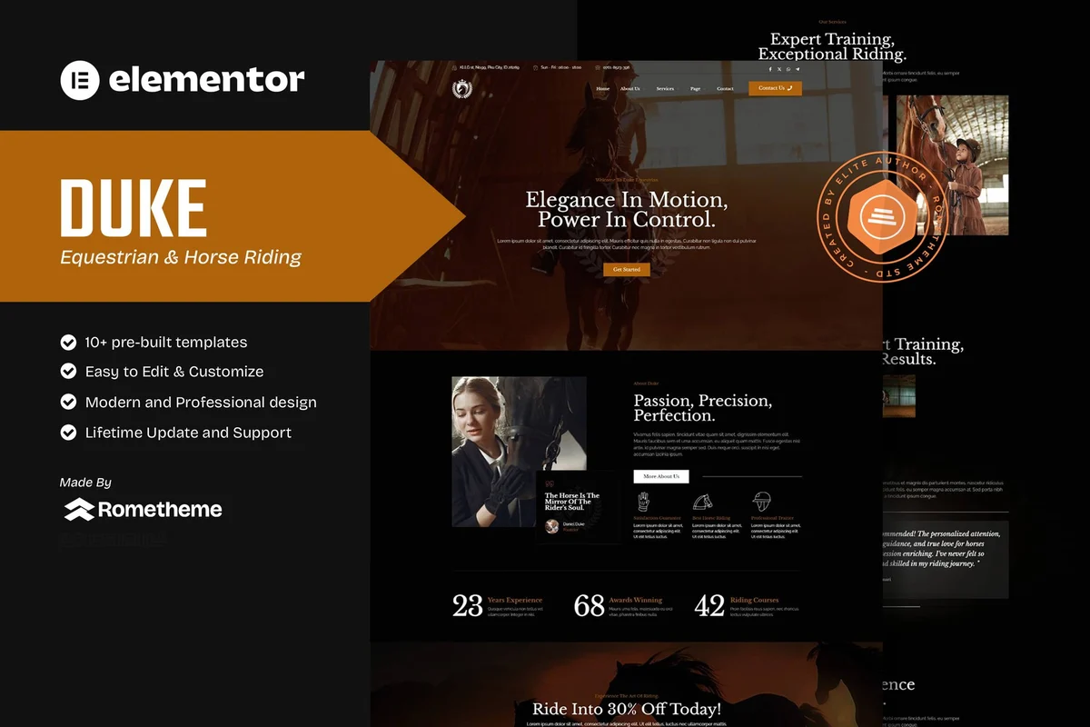 马术骑术Elementor网站模板_一键导入快速建站插图-WP资源海 户外/旅行 Elementor 网站模板封面