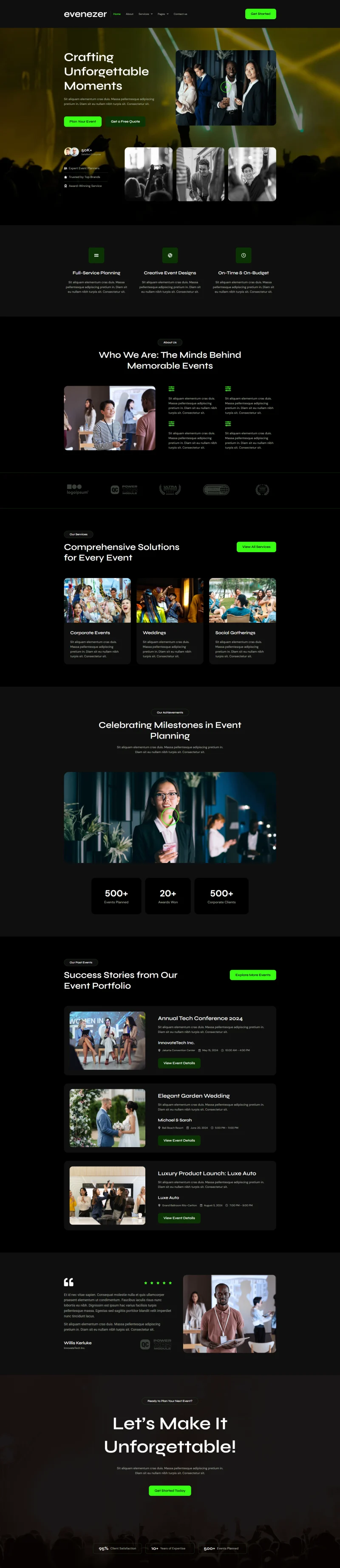 活动/赛事 Elementor 模板首页预览
