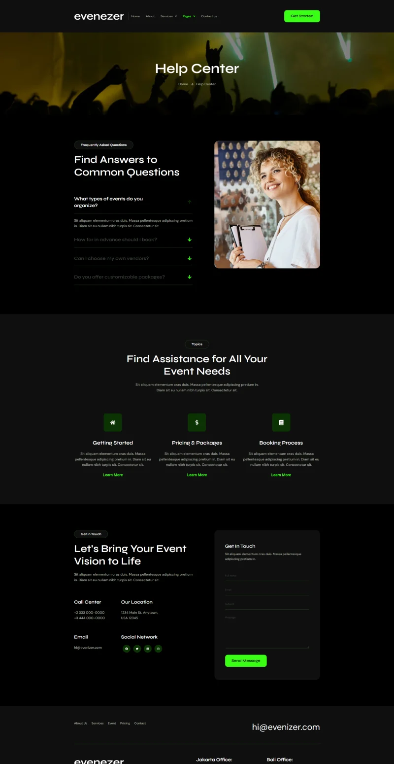 活动/赛事 Elementor 模板帮助中心预览