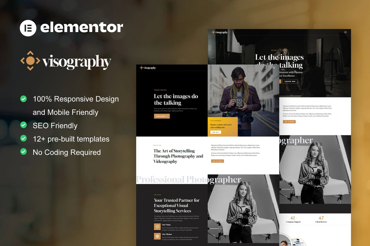 摄影摄像Elementor网站模板_一键导入快速建站插图-WP资源海 摄影 Elementor 网站模板封面