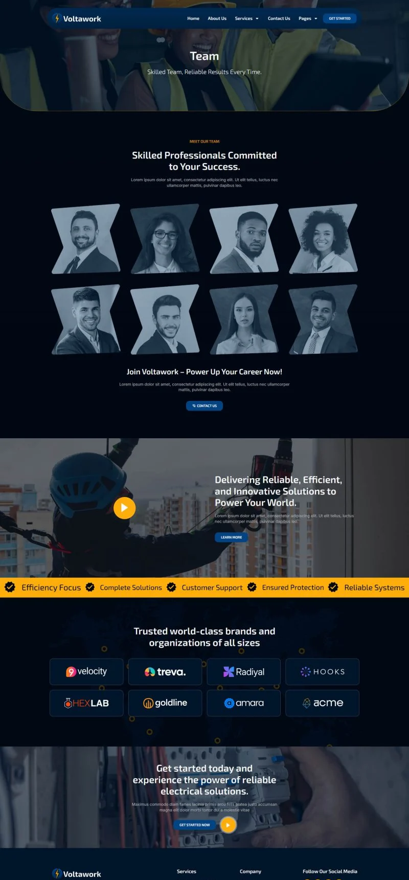 电工/电气维修Elementor网站模板_一键导入快速建站插图4-WP资源海 维修 Elementor 模板团队页面预览