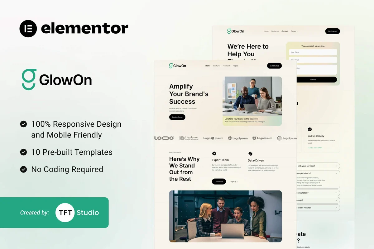 营销策划Elementor网站模板_一键导入快速建站插图-WP资源海 广告/营销 Elementor 网站模板封面