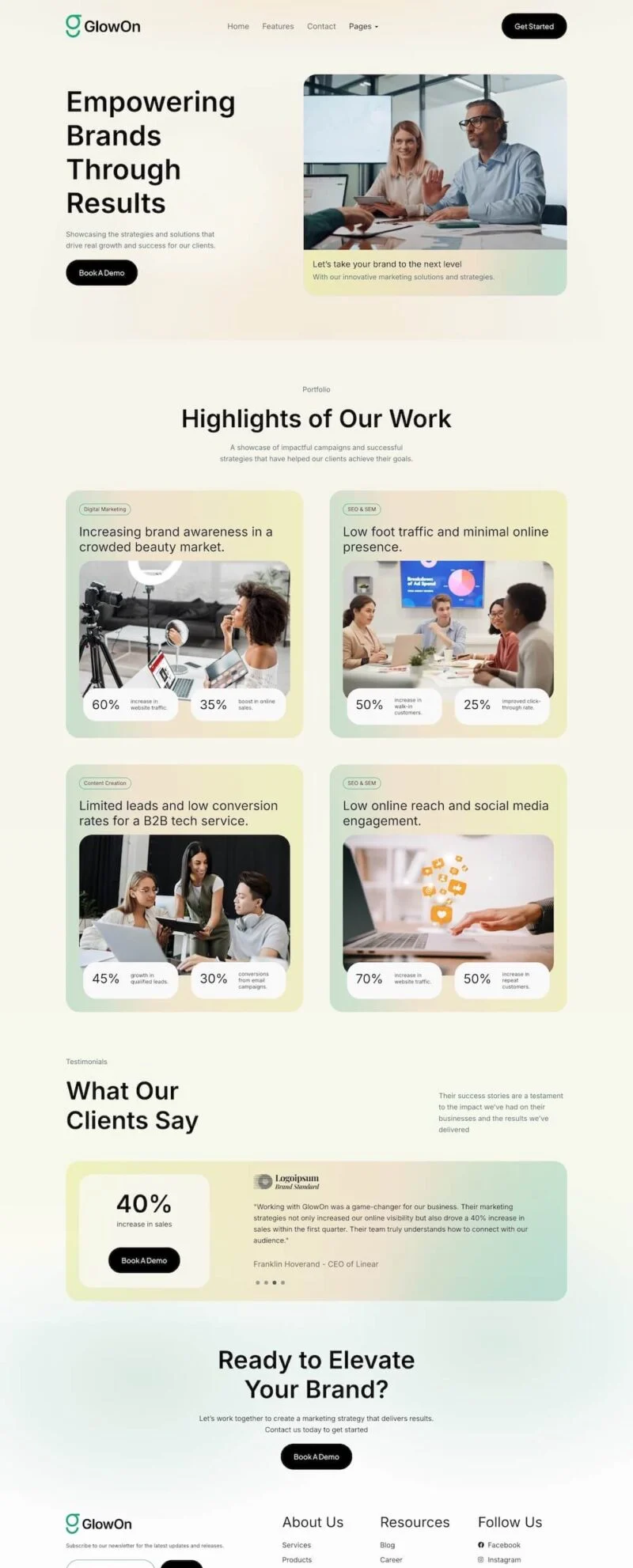 营销策划Elementor网站模板_一键导入快速建站插图5-WP资源海 广告/营销 Elementor 模板案例页面预览