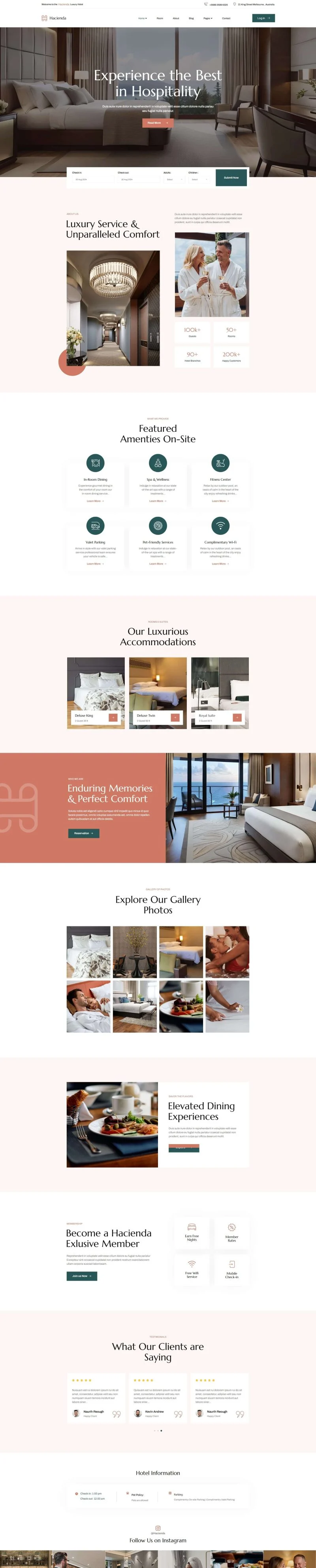 旅馆/酒店 Elementor 模板首页预览