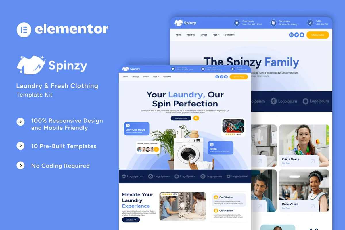 服装干洗Elementor网站模板_一键导入快速建站插图-WP资源海 服装 Elementor 网站模板封面