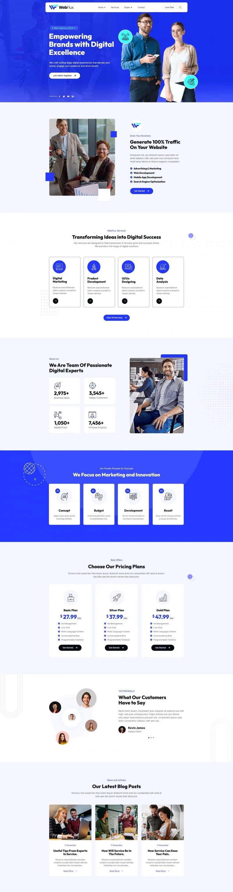 数字创意营销Elementor网站模板_一键导入快速建站插图2-WP资源海 广告/营销 Elementor 模板首页预览