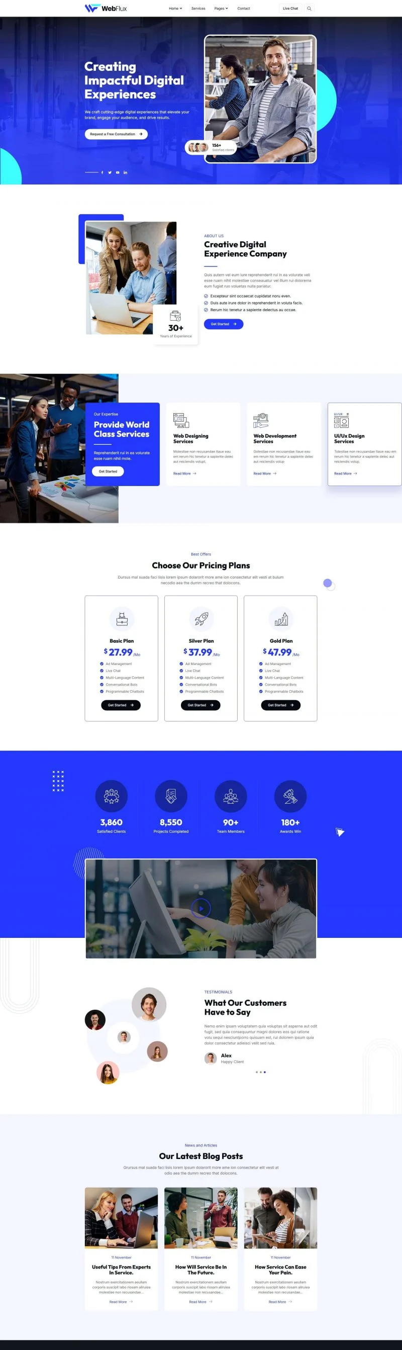 数字创意营销Elementor网站模板_一键导入快速建站插图3-WP资源海 广告/营销 Elementor 模板首页预览
