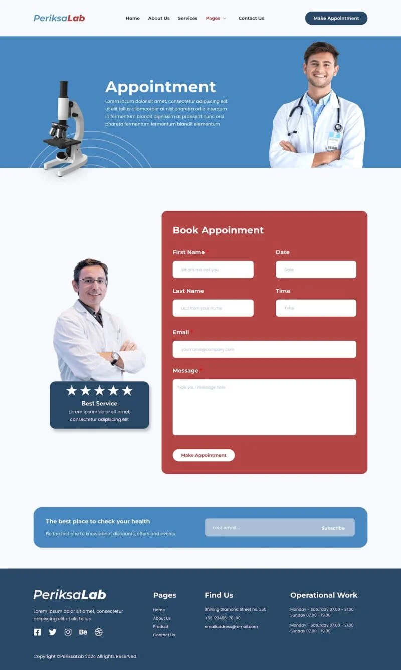 健康/医药 Elementor 模板预约页面预览