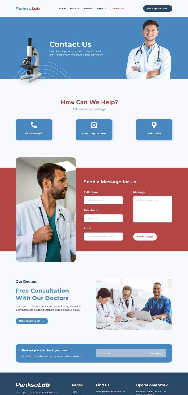 健康/医药 Elementor 模板联系页面预览