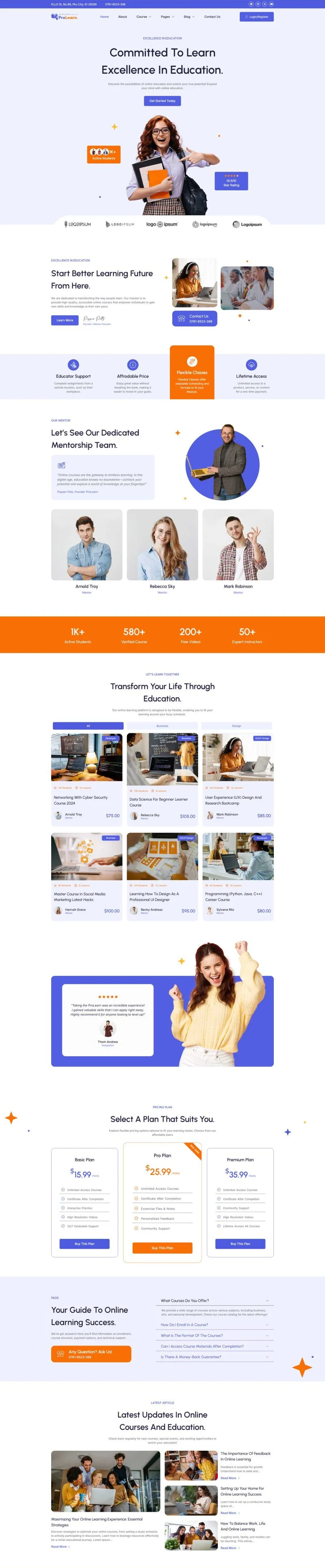 专业导师课程Elementor网站模板_一键导入快速建站插图1-WP资源海 教育/培训 Elementor 模板首页预览