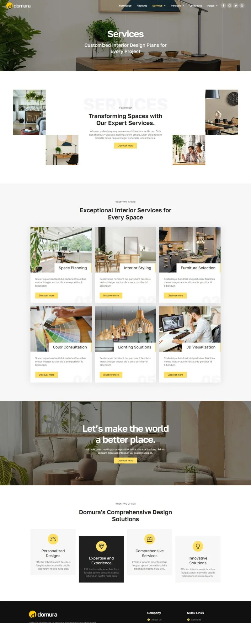 室内设计服务Elementor网站模板_一键导入快速建站插图7-WP资源海 艺术/设计 Elementor 模板服务页面预览