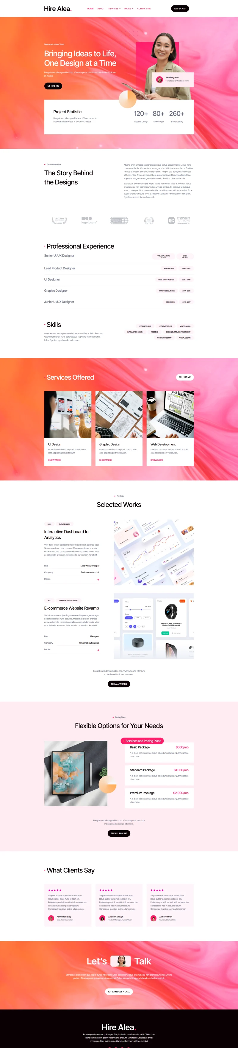 个人 Elementor 模板首页预览