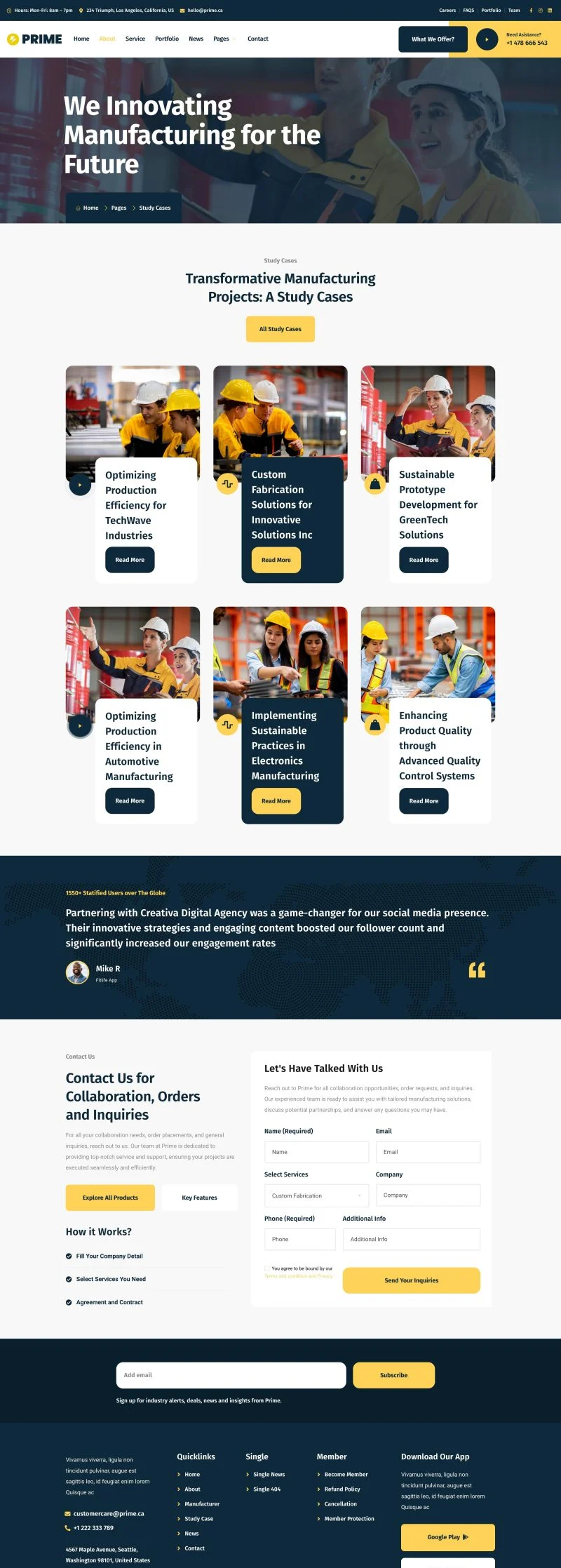 工厂Elementor网站模板_一键导入快速建站插图4-WP资源海 制造业 Elementor 模板案例页面预览