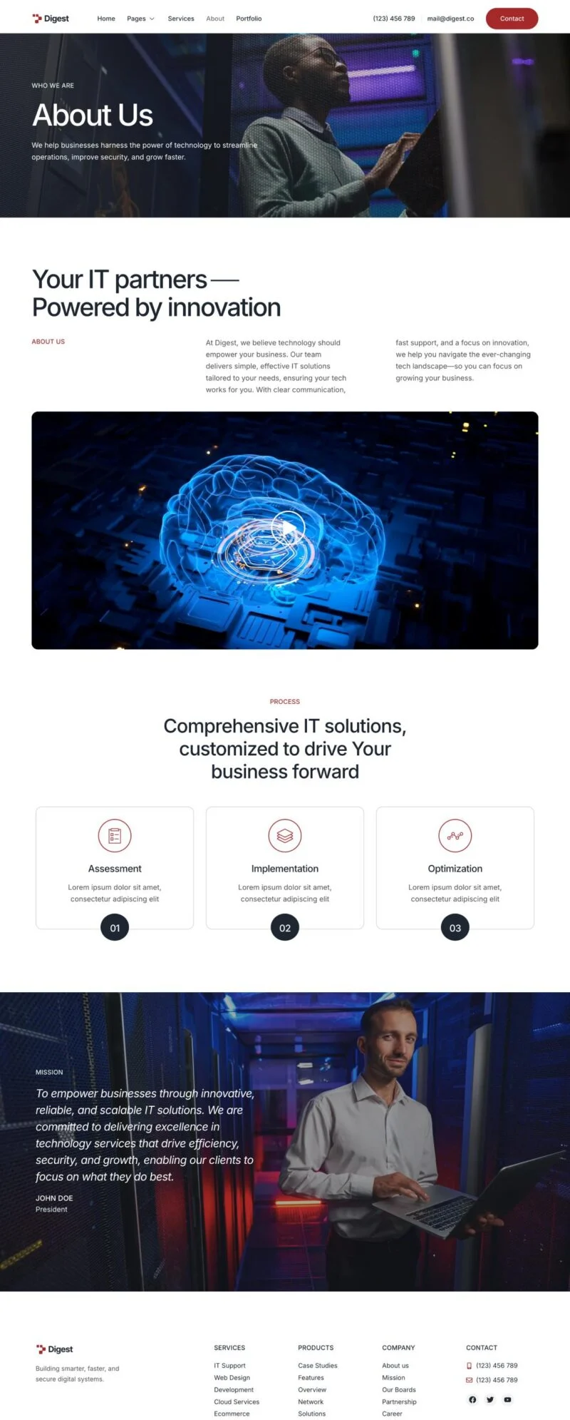信息技术服务Elementor网站模板_一键导入快速建站插图4-WP资源海 IT互联网 Elementor 模板关于我们预览