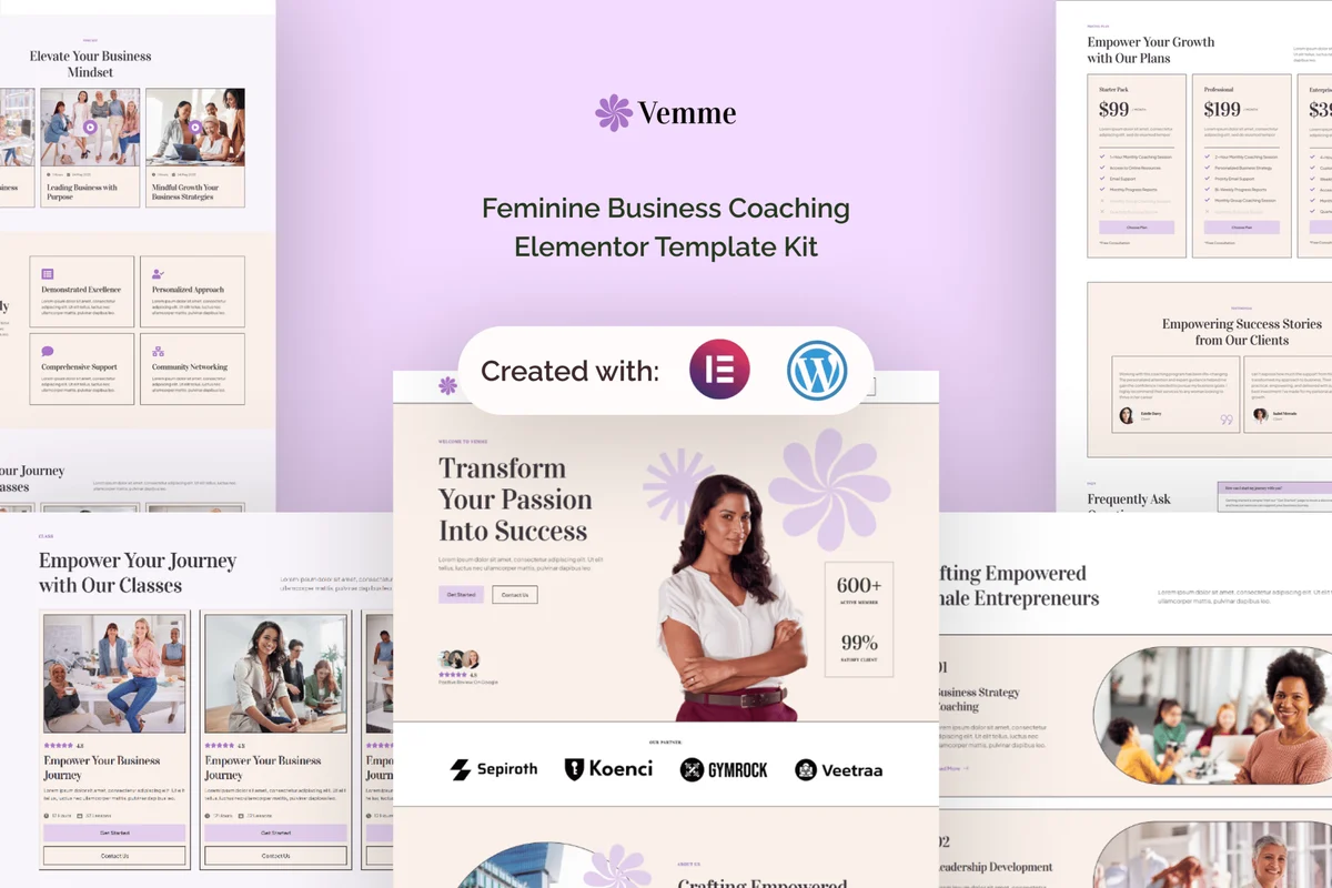 女性创业指导Elementor网站模板_一键导入快速建站插图-WP资源海 服务/咨询 Elementor 网站模板封面