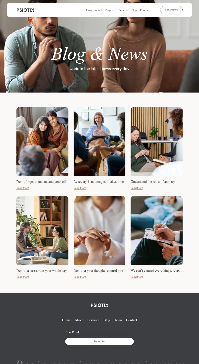 心理催眠治疗Elementor网站模板_一键导入快速建站插图4-WP资源海 服务/咨询 Elementor 模板博客页面预览