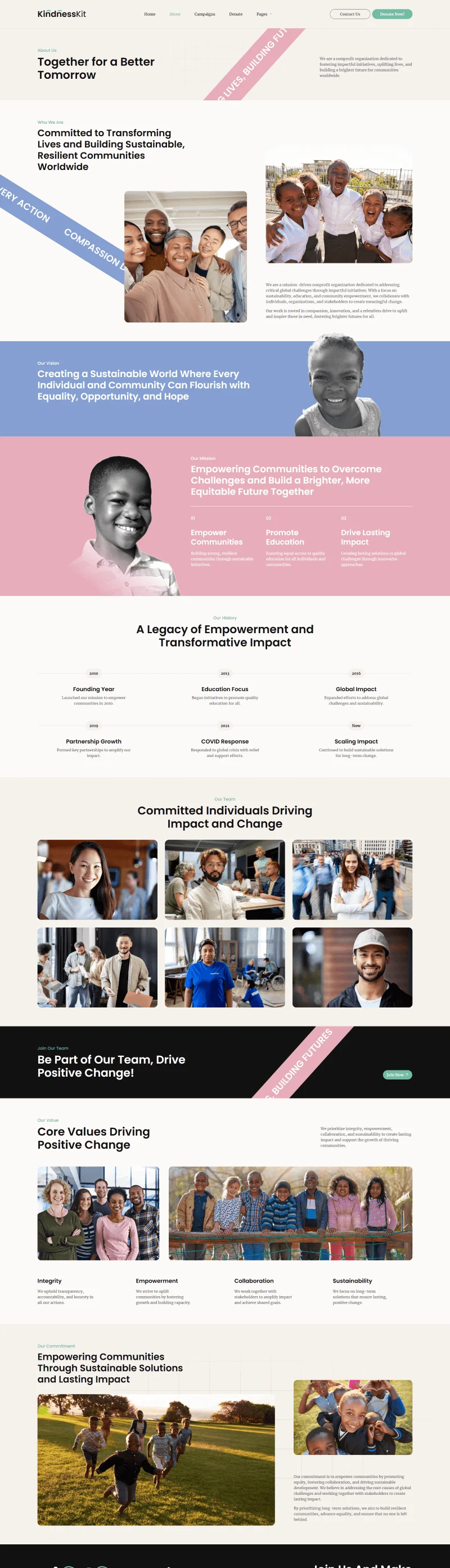 慈善筹款Elementor网站模板_一键导入快速建站插图6-WP资源海 组织/机构 Elementor 模板关于我们预览