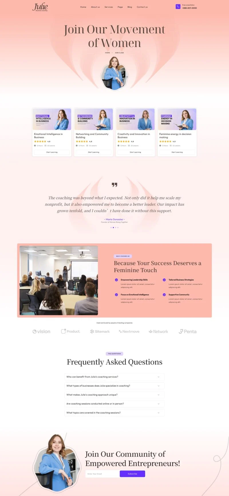 服务/咨询 Elementor 模板课程课堂预览