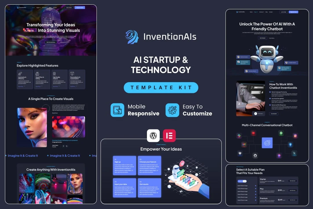 AI技术服务平台Elementor网站模板_一键导入快速建站插图-WP资源海 AI Elementor 网站模板封面