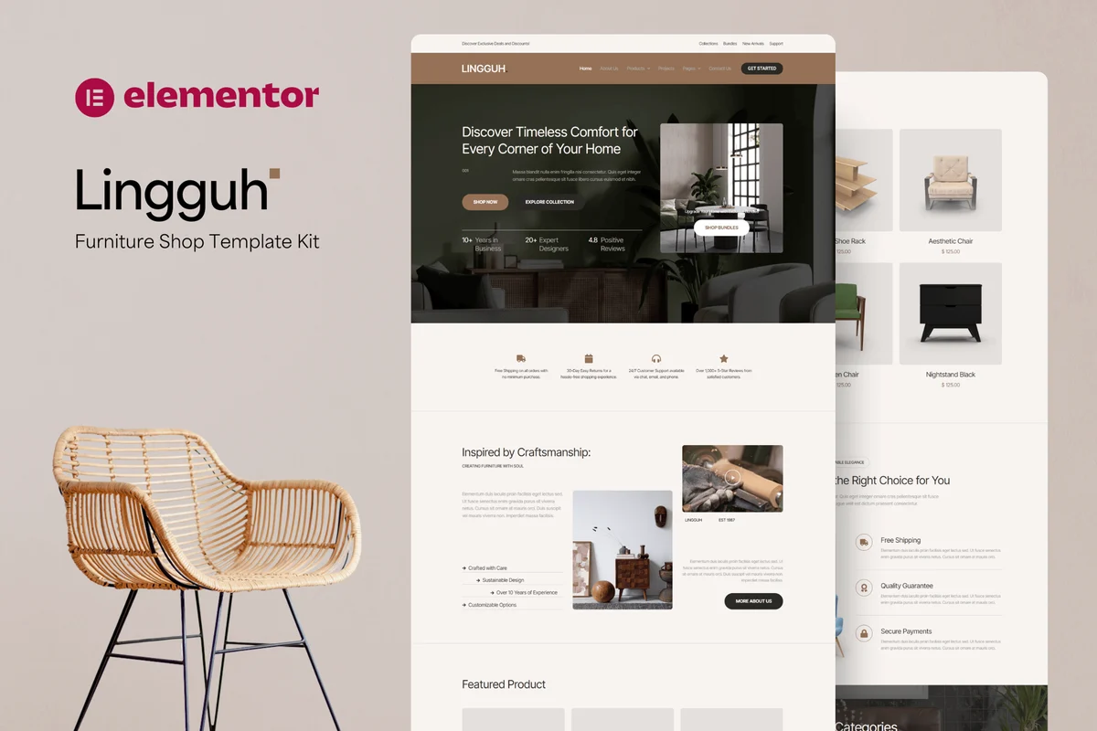 家具电商Elementor网站模板_一键导入快速建站插图-WP资源海 电商 Elementor 网站模板封面