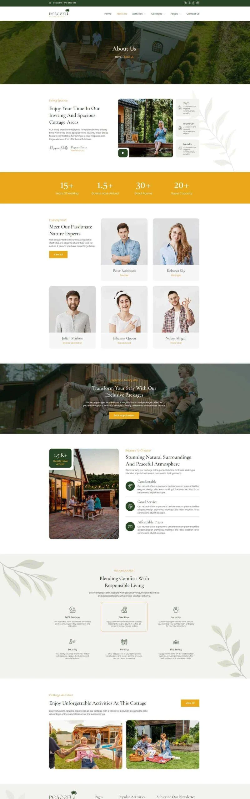 旅馆/酒店 Elementor 模板关于我们预览