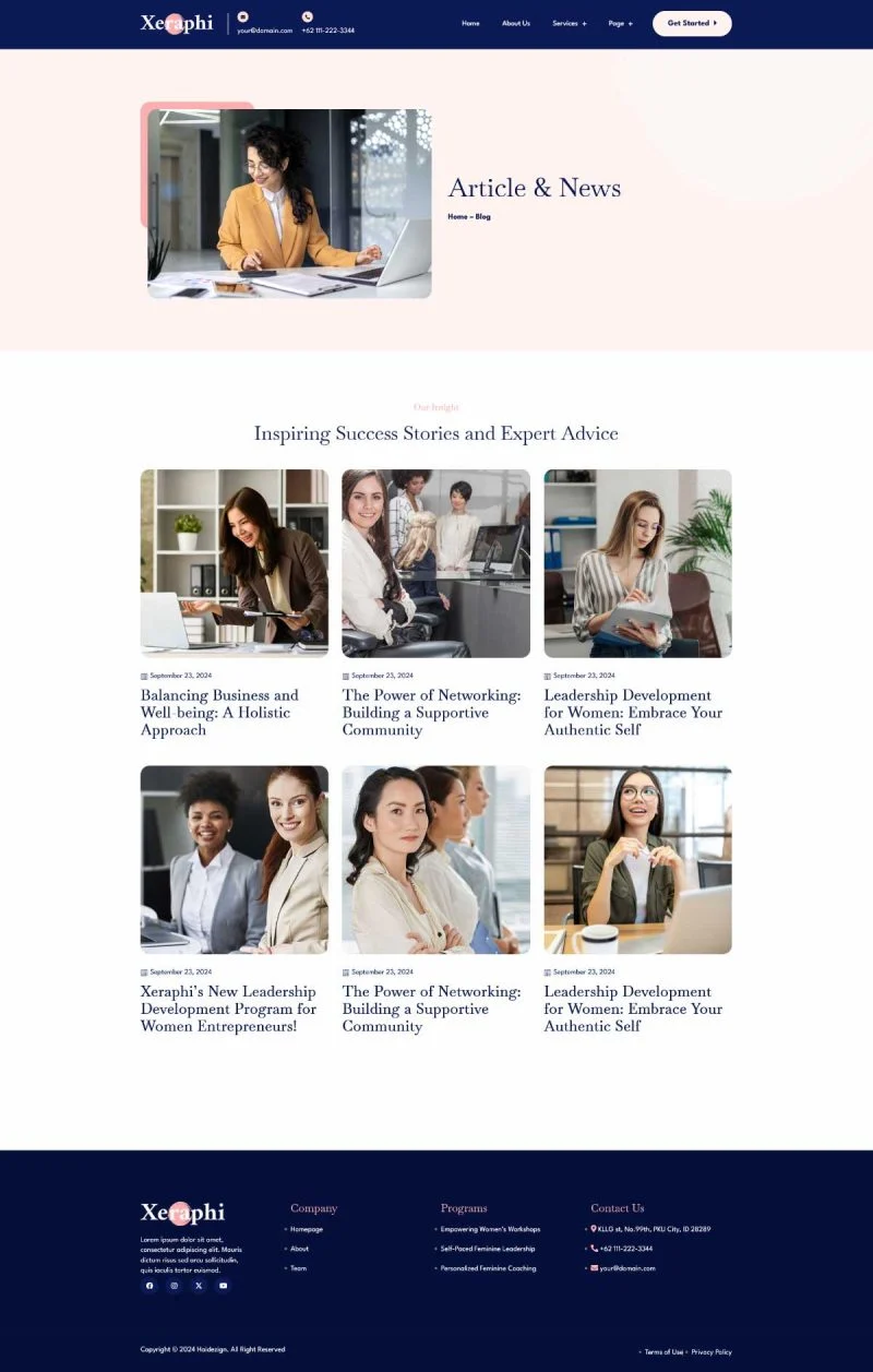 女性职业辅导Elementor网站模板_一键导入快速建站插图7-WP资源海 服务/咨询 Elementor 模板博客页面预览