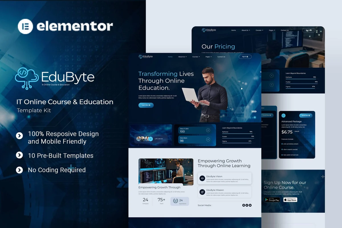 IT在线课程Elementor网站模板_一键导入快速建站插图-WP资源海 教育/培训 Elementor 网站模板封面
