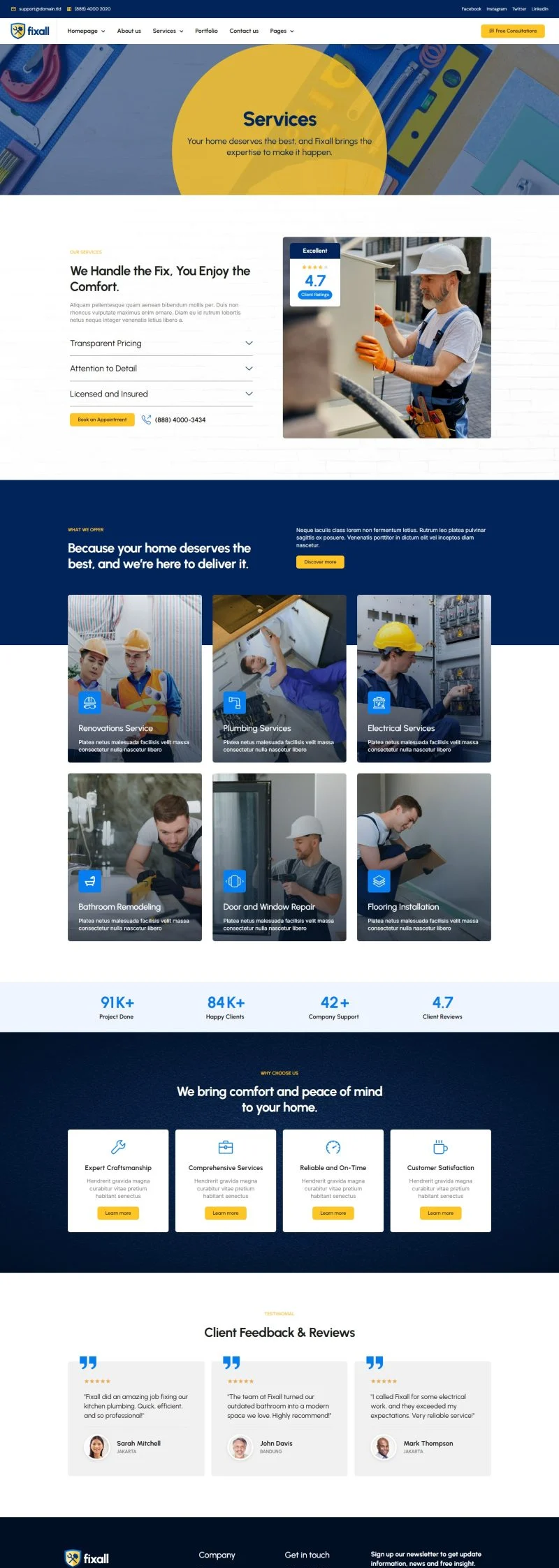 家居杂工Elementor网站模板_一键导入快速建站插图5-WP资源海 维修 Elementor 模板服务页面预览