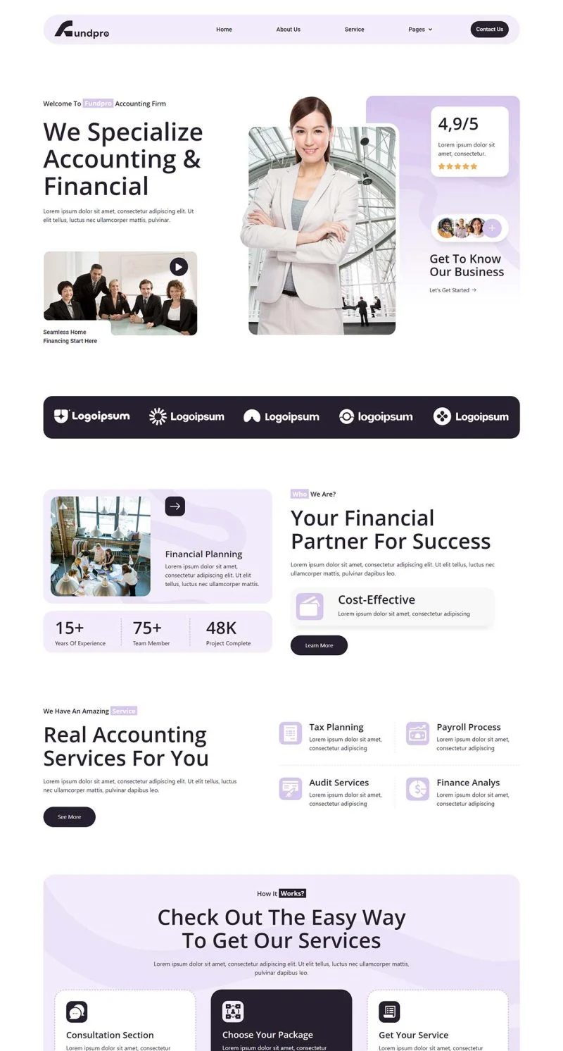 金融/投资 Elementor 模板首页预览