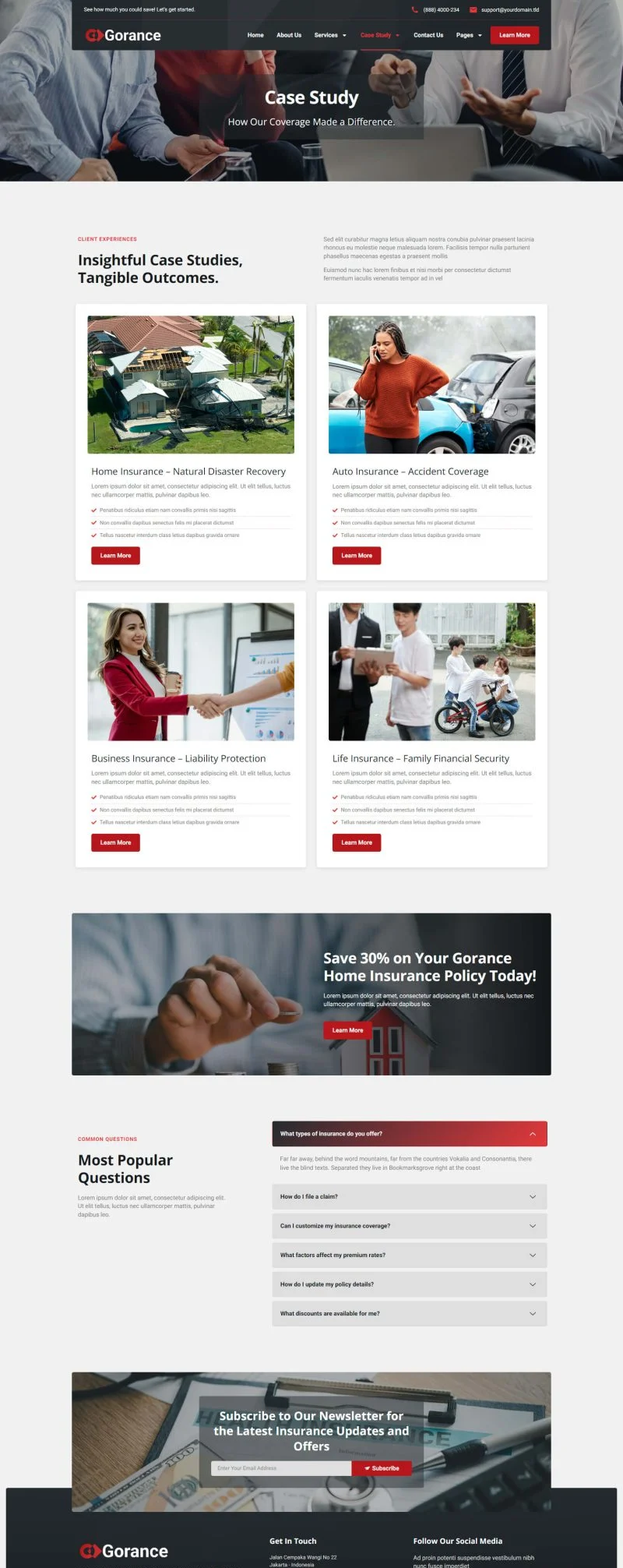 保险经纪Elementor网站模板_一键导入快速建站插图4-WP资源海 金融/投资 Elementor 模板案例页面预览
