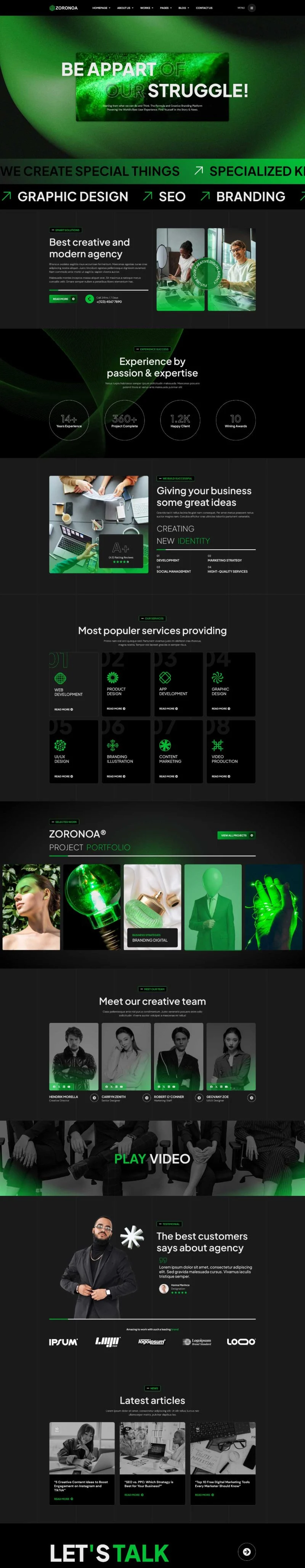 艺术/设计 Elementor 模板首页预览