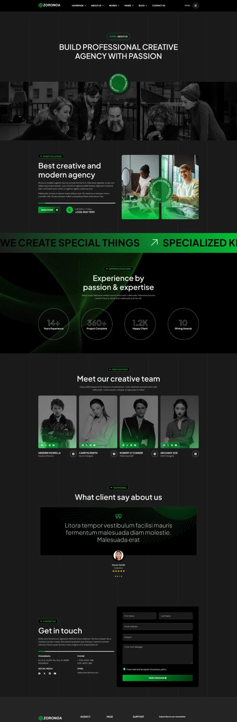 艺术/设计 Elementor 模板关于我们预览