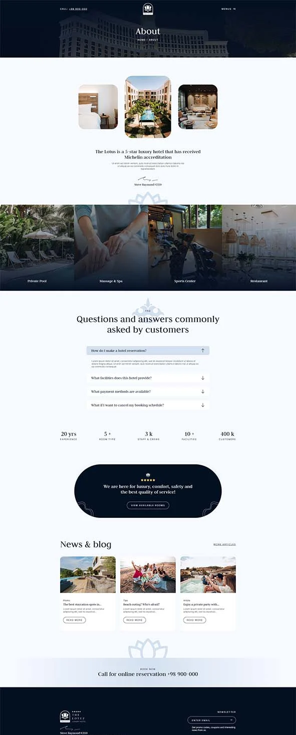 套房酒店Elementor网站模板_一键导入快速建站插图2-WP资源海 旅馆/酒店 Elementor 模板关于我们预览