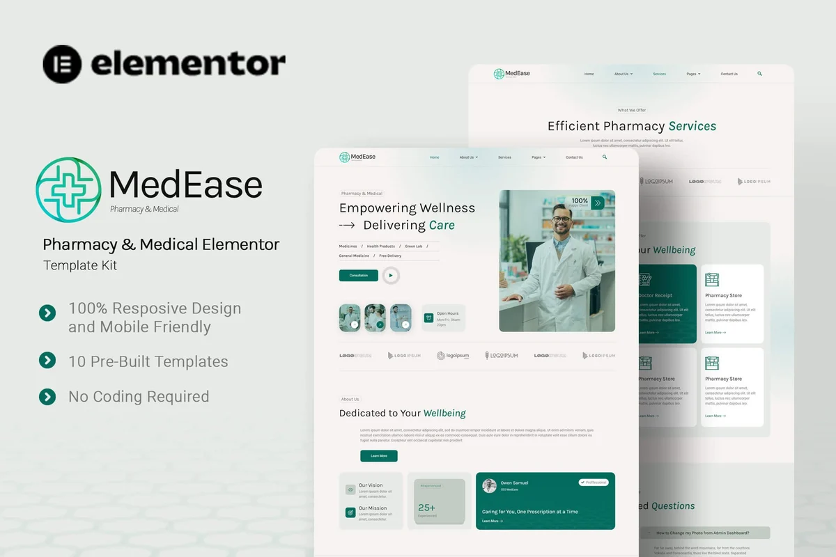 药店Elementor网站模板_一键导入快速建站插图-WP资源海 健康/医药 Elementor 网站模板封面