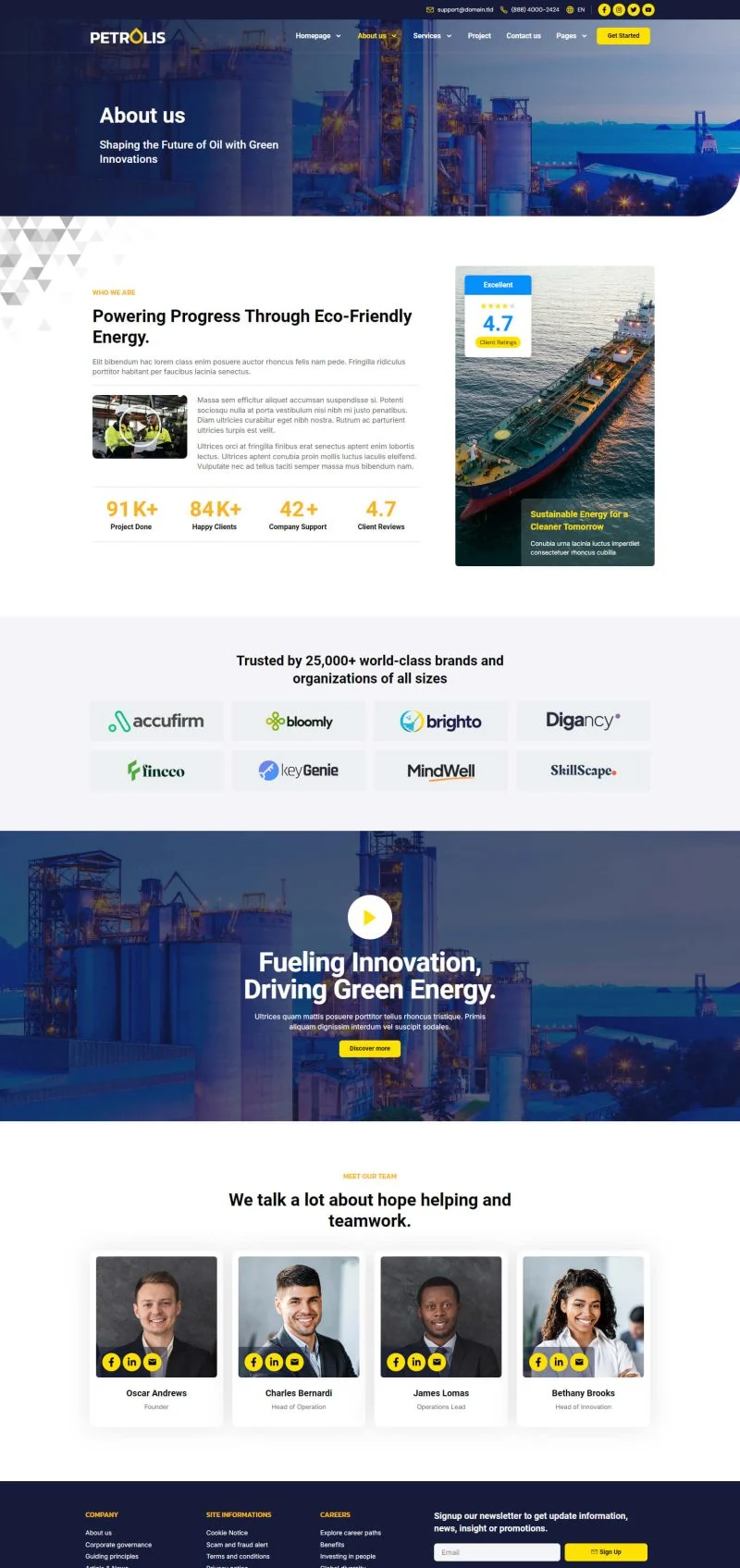 工业/工厂 Elementor 模板关于我们预览