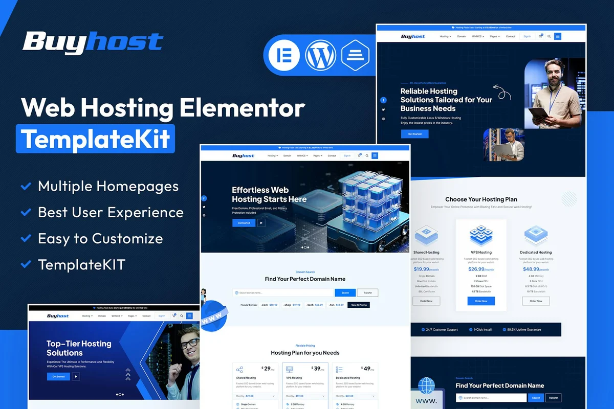 虚拟主机Elementor网站模板_一键导入快速建站插图-WP资源海 IT互联网 Elementor 网站模板封面