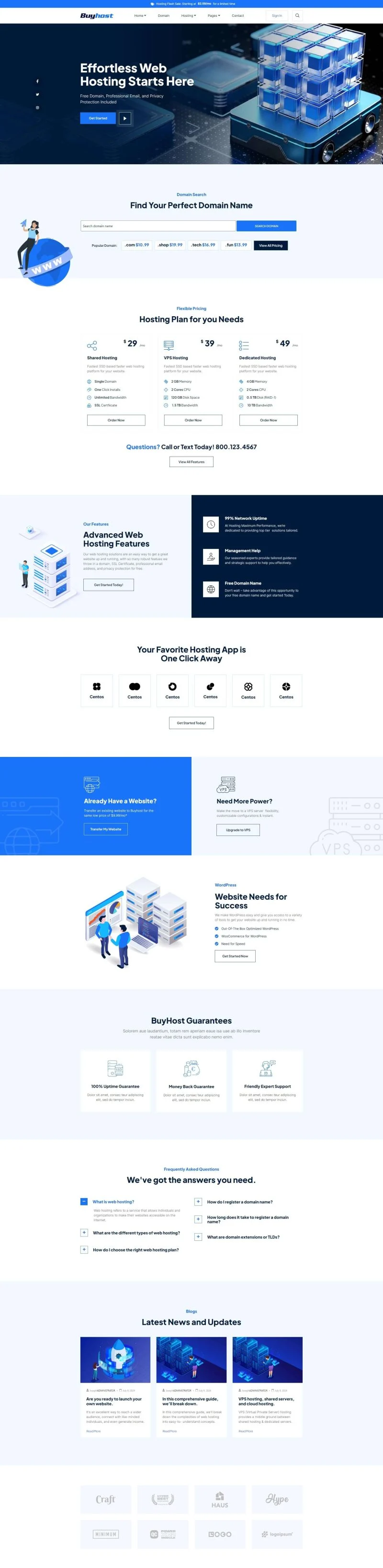 虚拟主机Elementor网站模板_一键导入快速建站插图3-WP资源海 IT互联网 Elementor 模板首页预览