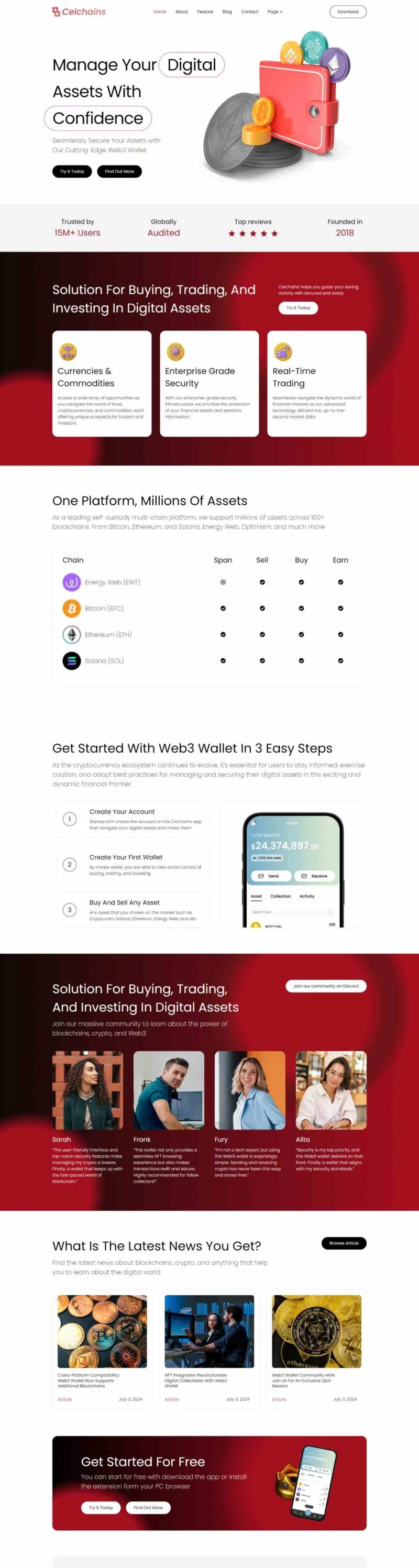 Web3区块链加密Elementor网站模板_一键导入快速建站插图1-WP资源海 金融/投资 Elementor 模板首页预览