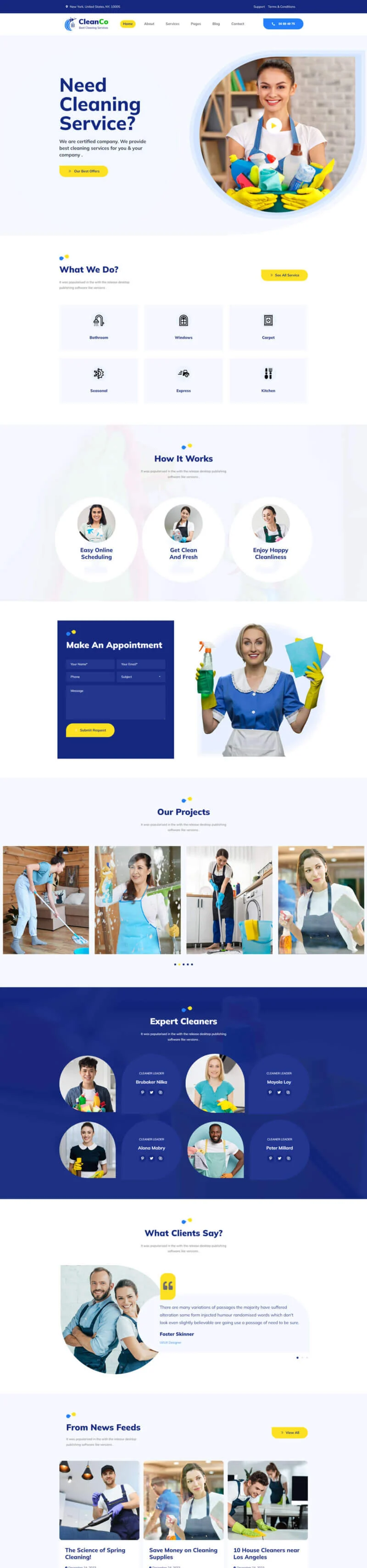 保洁 Elementor 模板首页预览